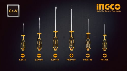 INGCO - طقم مفكات 6 قطعة ، HKSD0628