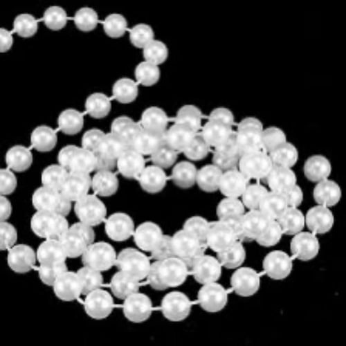 خرز لؤلؤي ابيض بخيط لفة