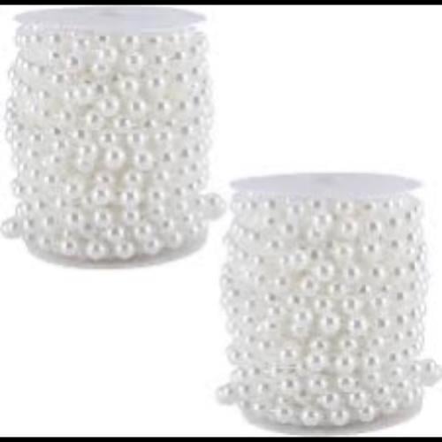 خرز لؤلؤي ابيض بخيط لفة