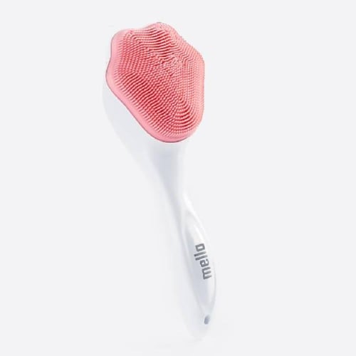 فرشاة بمقبض لتنظيف و تقشير الوجه سيليكون وردي من م...