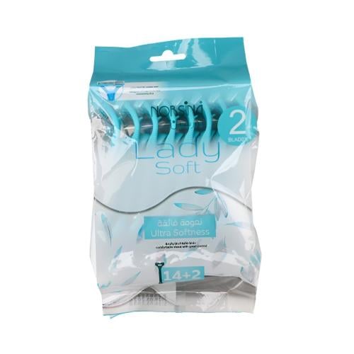 امواس حلاقه نسائيه ازرق شفرتين 14+2 ليدي سوفت من ن...