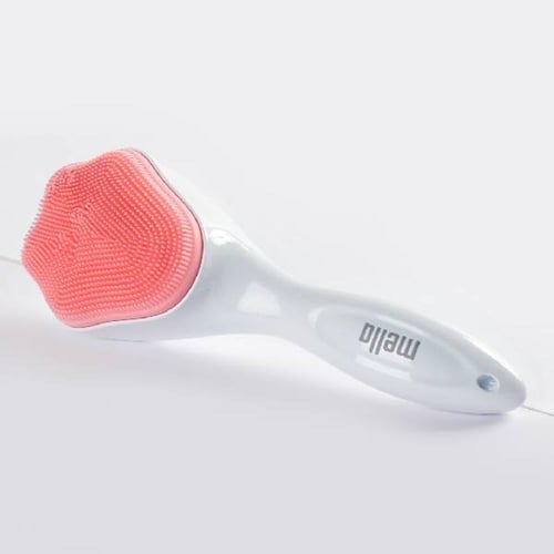 فرشاة بمقبض لتنظيف و تقشير الوجه سيليكون وردي من م...