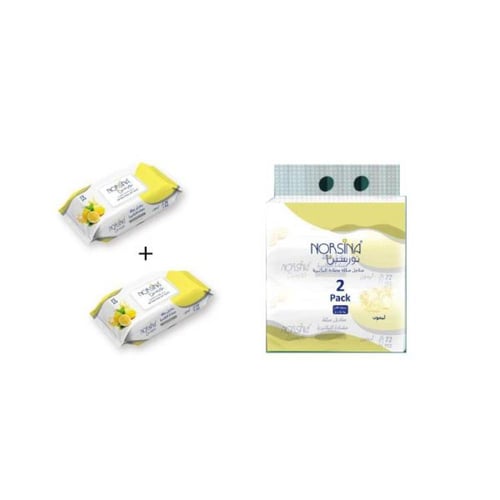 مناديل مبلله ليمون مضاد للبكتيريا من نورسينا - 2×7...