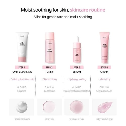 مجموعة التقشير الوردية للعناية بمشاكل البشرة من نا...