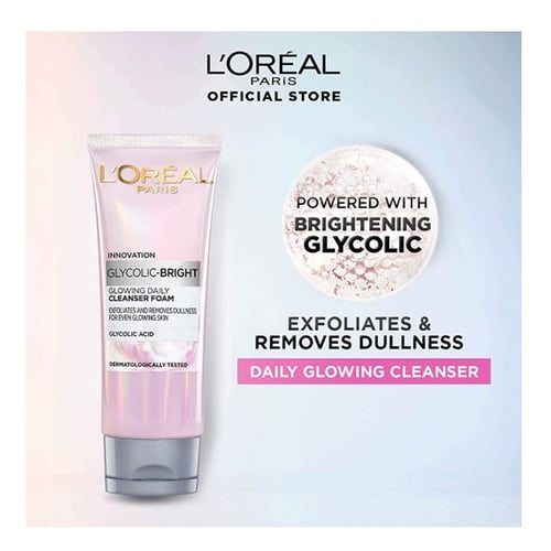 غسول رغوي للوجه بحمض الجليكوليك من لوريال - 100 مل