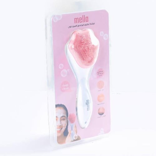 فرشاة بمقبض لتنظيف و تقشير الوجه سيليكون وردي من م...
