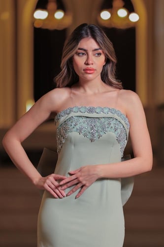 فستان سهرة لؤلؤة النعناع