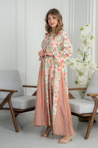 جلابية أنيقة بنقشة زهور ناعمة