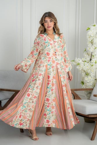 جلابية أنيقة بنقشة زهور ناعمة