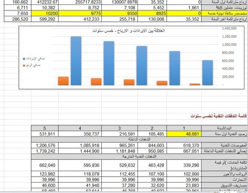 القالب المتكامل للدراسة المالية للمشاريع