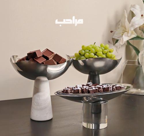 آنية تقديم ستينلس ستيل ورخام أسود