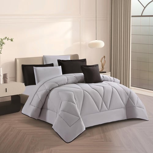 مفرش نسمه - صيفية مفرد ونص 4 قطع - اسود + رصاصي