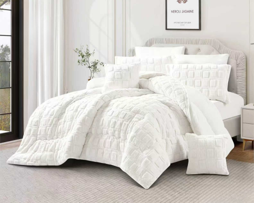 مفرش قطبي - شتوي - مزدوج 8 قطع - ابيض