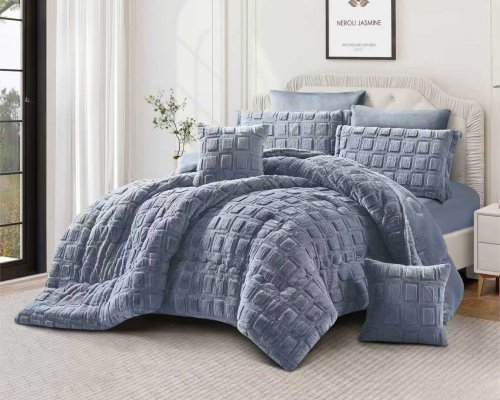 مفرش قطبي - شتوي - مزدوج 8 قطع - رصاصي