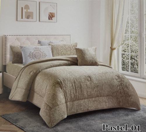 مفرش باستيل - شتوي مزدوج 7 قطع - بيج