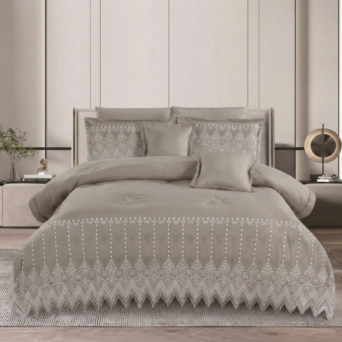 مفرش دانيا – صيفي - مزدوج 8 قطع - رمادي