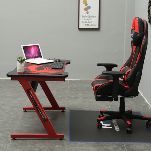 كرسي قيمنق أحمر مطور مع طاولة برو أحمر بكج