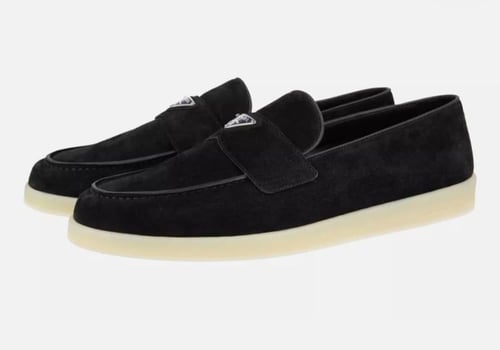 لوفرز برادا رجالي حذاء مسطح فلات بلون أسود