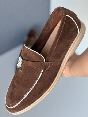 حذاء رجالي شامواه فلات لوروبيانا لون بني أنيق بحوا...