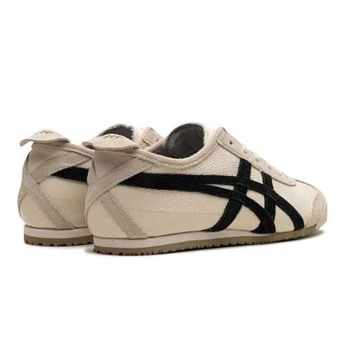 حذاء اسكيس اونيتسوكا تايغر جلد بيج خطوط جانبية سود...