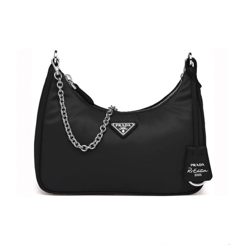 حقيبة كتف برادا نايلون أسود