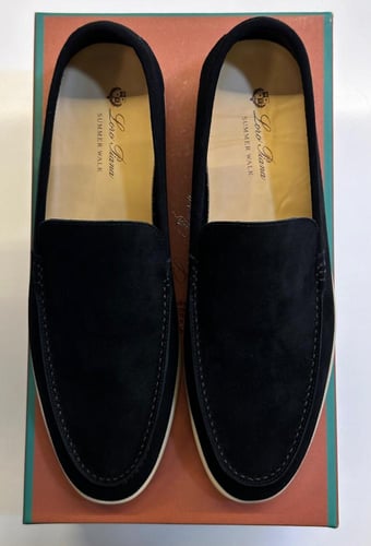 لوفرز لورو بيانا رجالي من جلد الغزال أسود كاجوال