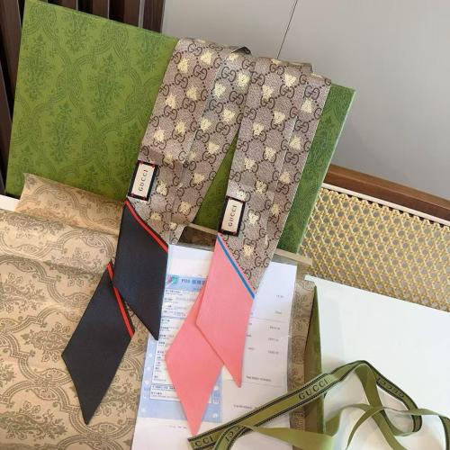 سكارفات قوتشي زينة حقائب بنقوش GG بألوان الماركة