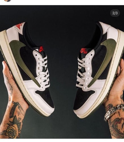 شوز رباضي نايكي ترافيس سكوت x اير جوردان 1لو جرين...