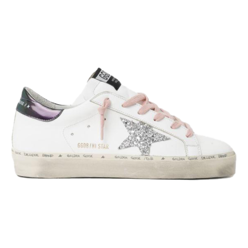 حذاء للرياضة نسائي جولدن جوس ابيض مع جليتر فضي وبي...