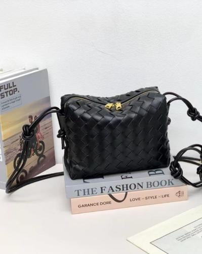 شولدر باغ بوتيغا فينيتا نمط سحاب جلد أسود فخم