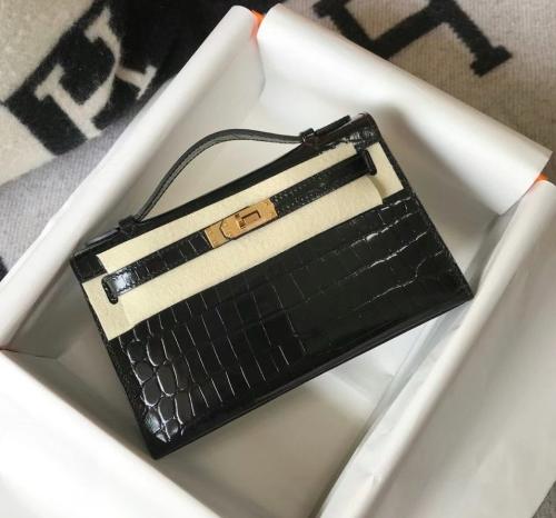 شنطه نسائيه هيرمس كيلي كروكو بلون اسود فاخرة