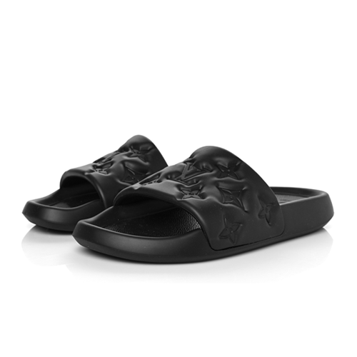 سليبر LV مطاطي منقوش بنقشة Monogram اسود للجنسين