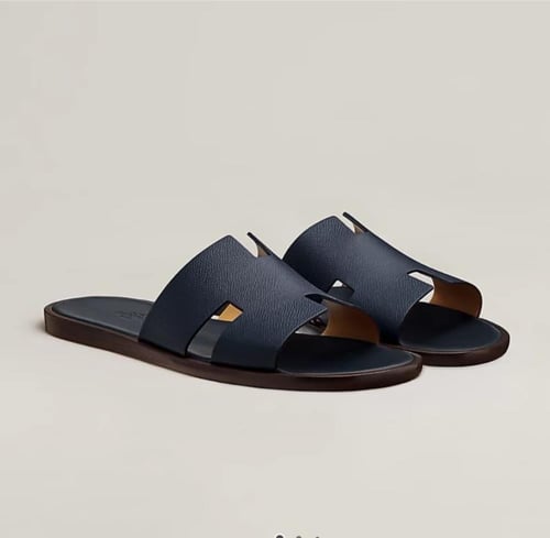 شبشب جلدي رجالي هيرمس آزمير لون نايت بلو