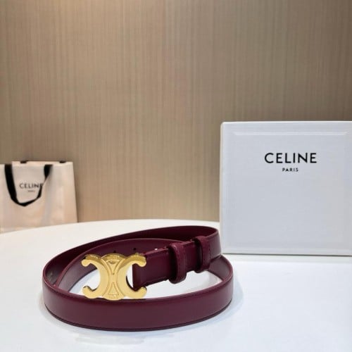 حزام نسائي سيلين بيربل غامق مع مشبك دهبي