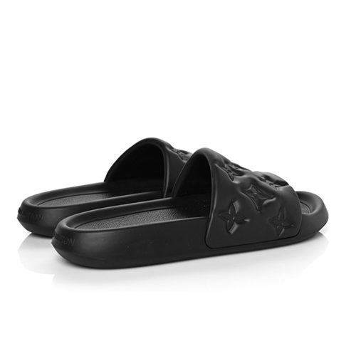 سليبر LV مطاطي منقوش بنقشة Monogram اسود للجنسين