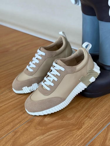 سنيكر رجالي يومي بأربطة هيرمس باونسينج لون بيج