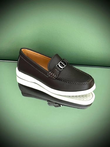 لوفرز ديور رجالي حذاء مسطح جلد بلون بني