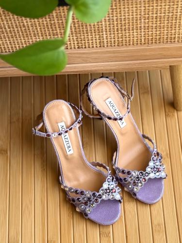 صندل كعب عالي اكوازورا تيكيلا بحزام خلفي لون بنفسج...