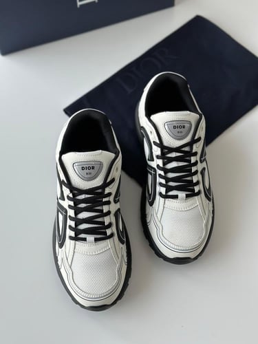 سنيكر كريستيان ديور B30 رجالي شبكي بلون ابيض واسود