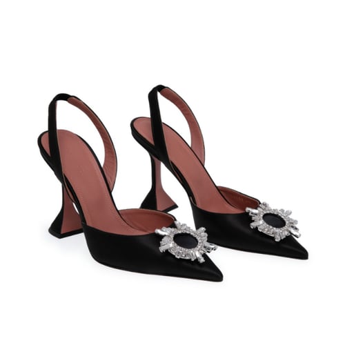 كعب أمينة معادي أسود بيغوم للنساء مزين كريستال