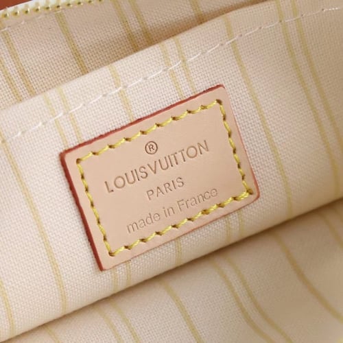 توت باق لويس فيتون نمط مربعات أبيض رمادي مع باوتش