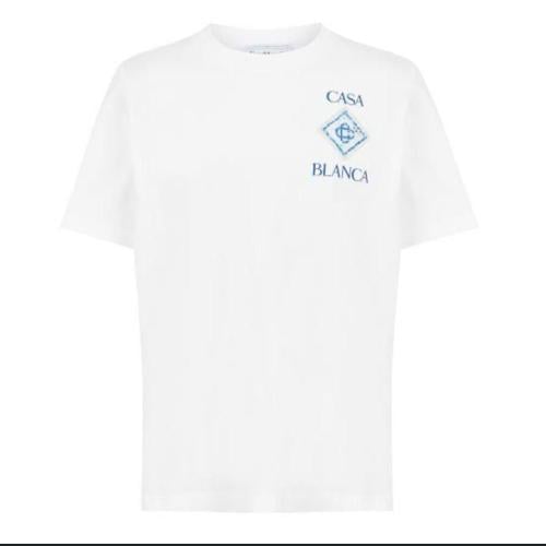 تي شرت رجالي كازابلانكا بلون ابيض ياقة دائرية