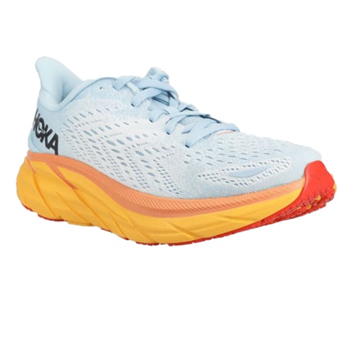 حذاء جري هوكا كليفتون8 لون ابيض نعل اورانج