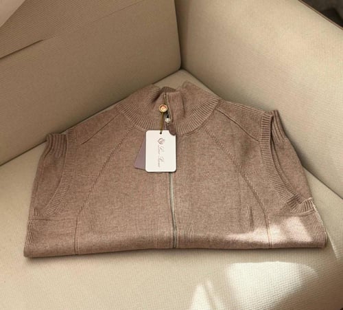 سويتر بدون أكمام رجالي لوروبيانا نمط سحاب لون بني