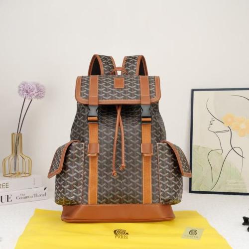 شنطة ظهر جويارد جلد بجيوب عملية لون عسلي