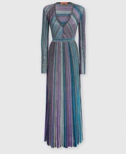 فستان بكم طويل ميزوني ماكسي تدرجات الأزرق والبنفسج...