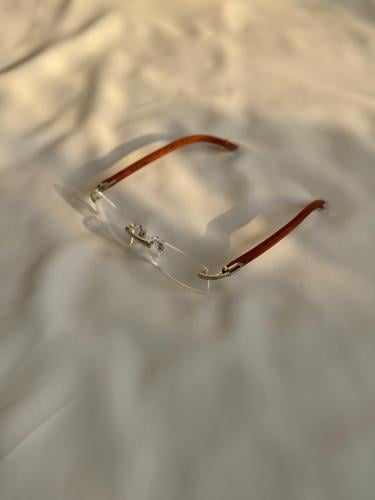 نظارة كارتير شمسية بدون إطار بأذرع خشبية لون شفاف...