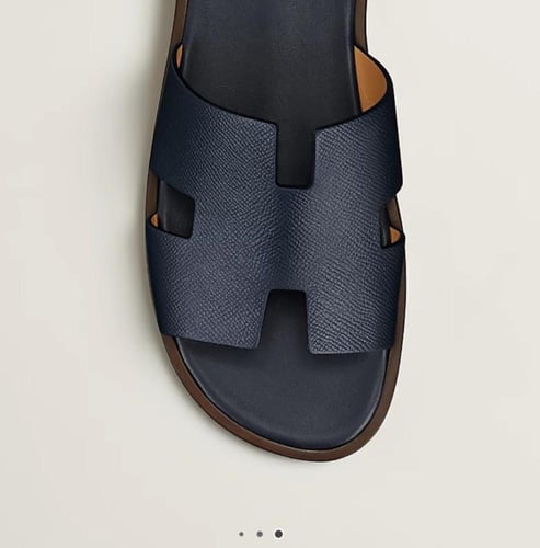 شبشب جلدي رجالي هيرمس آزمير لون نايت بلو