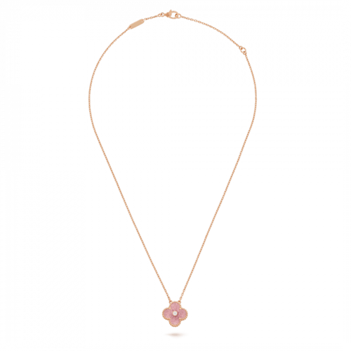 قلادة فينتاج ألامبرا ذهب وردي ، ماس ، رودونيت