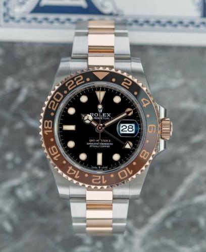 ساعة رجالية روليكس GMT-Master روز جولد بلاك سيلفر